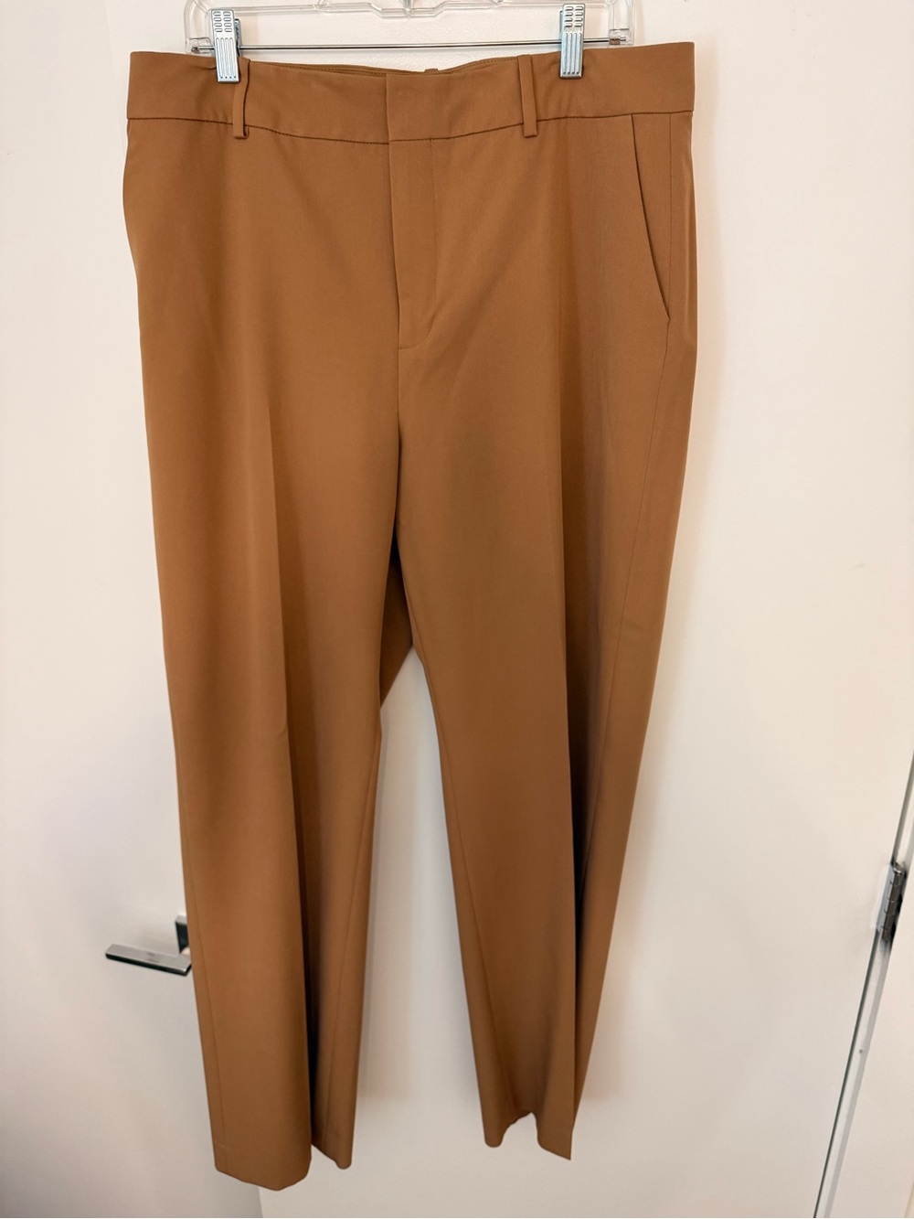 Mango Straight-Leg Pants in Camel Brown